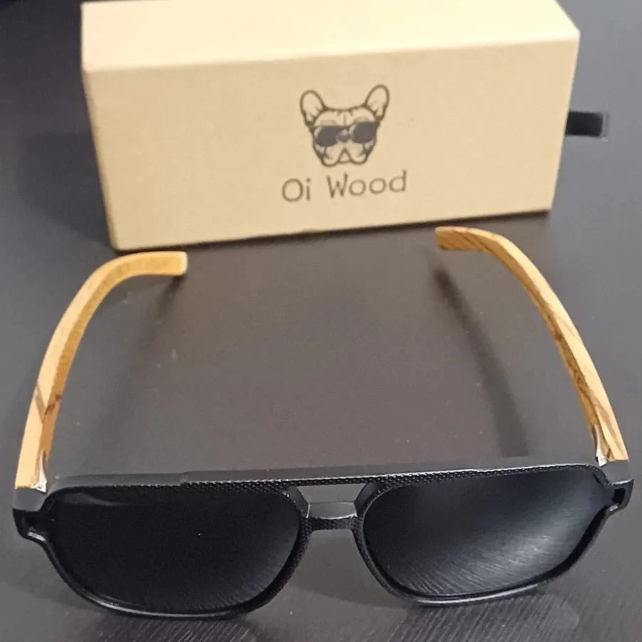 Oi Wood Oversized Polarized Wooden Men Sunglasses