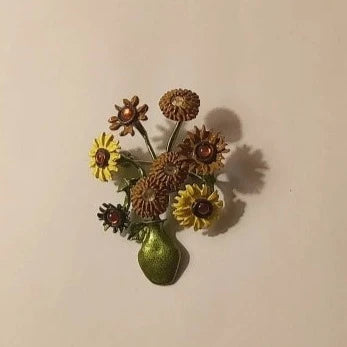 Sunflower Cherry Brooch