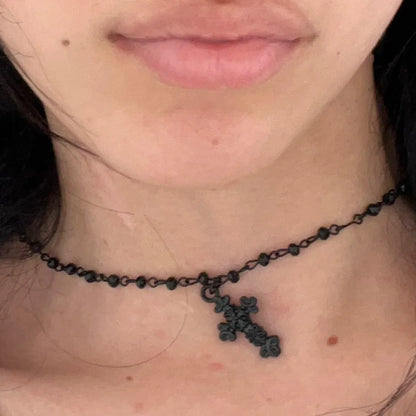 Crossing Star Black Choker Necklace