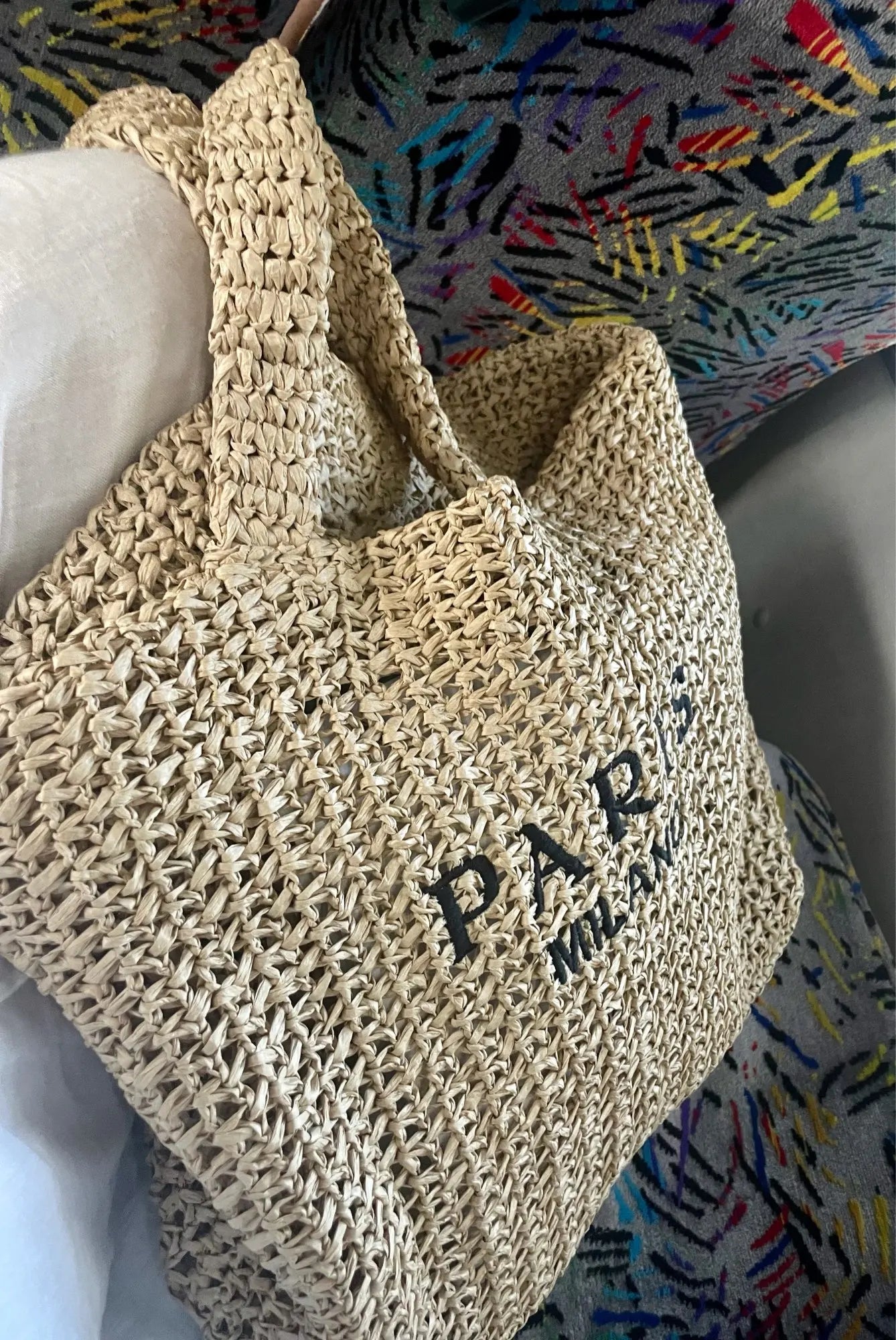 Paris For Life Woven Beach Tote