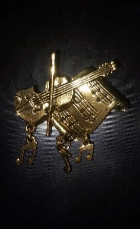 Violin and Sheet Music Pendant Brooch