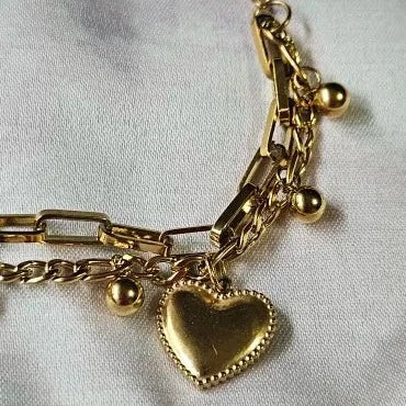 Heart Charm Chain Bracelet