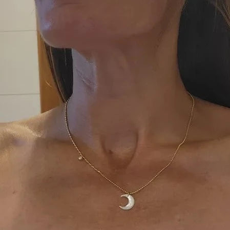 White Shell Moon Necklace