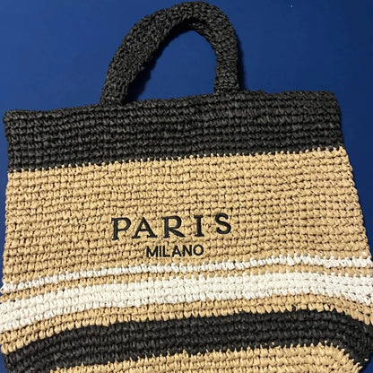 Paris For Life Woven Beach Tote