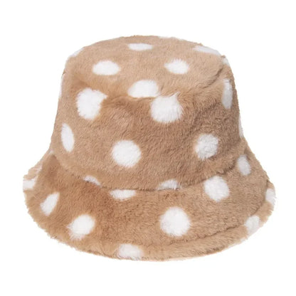 Spotted Winter Faux Fur Bucket Hat