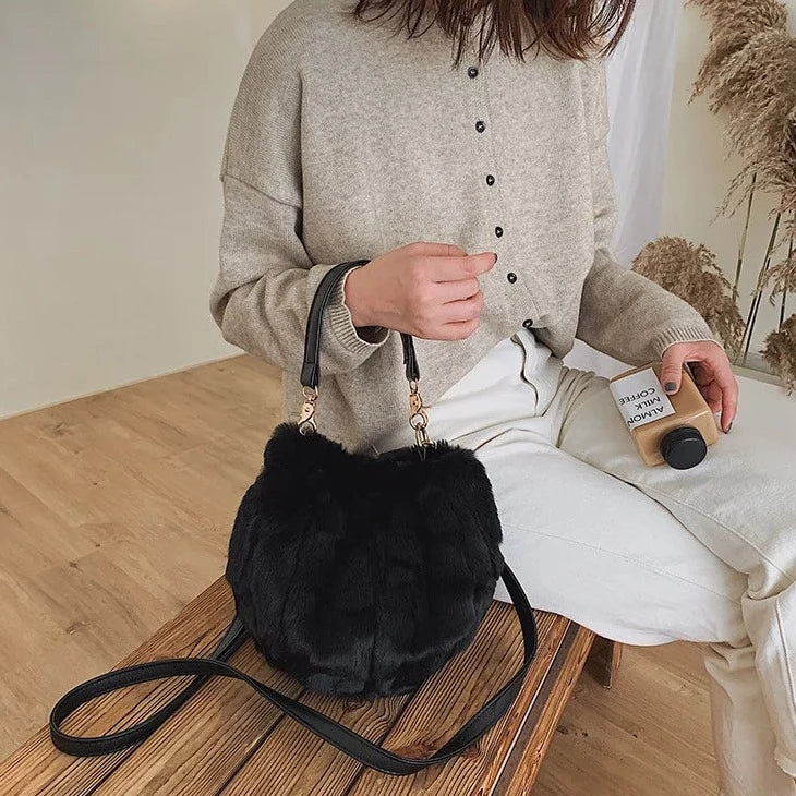 Doireil Faux Fur Bucket Crossbody Bag