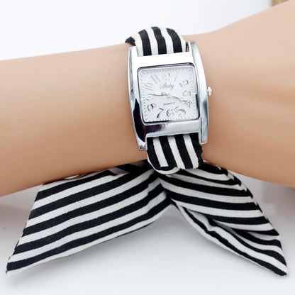 Posey Striped Ribbon Hand Watch