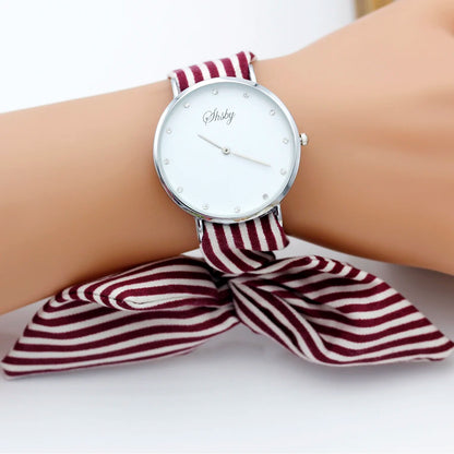 Posey Striped Ribbon Hand Watch