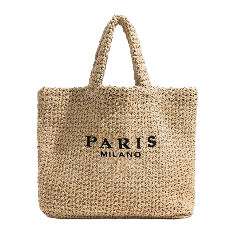 Paris For Life Woven Beach Tote