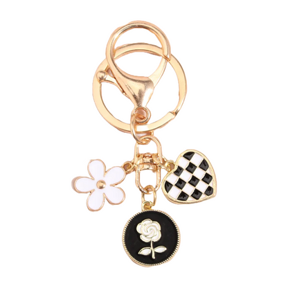 Enamel Classic Rose Charm Keyring