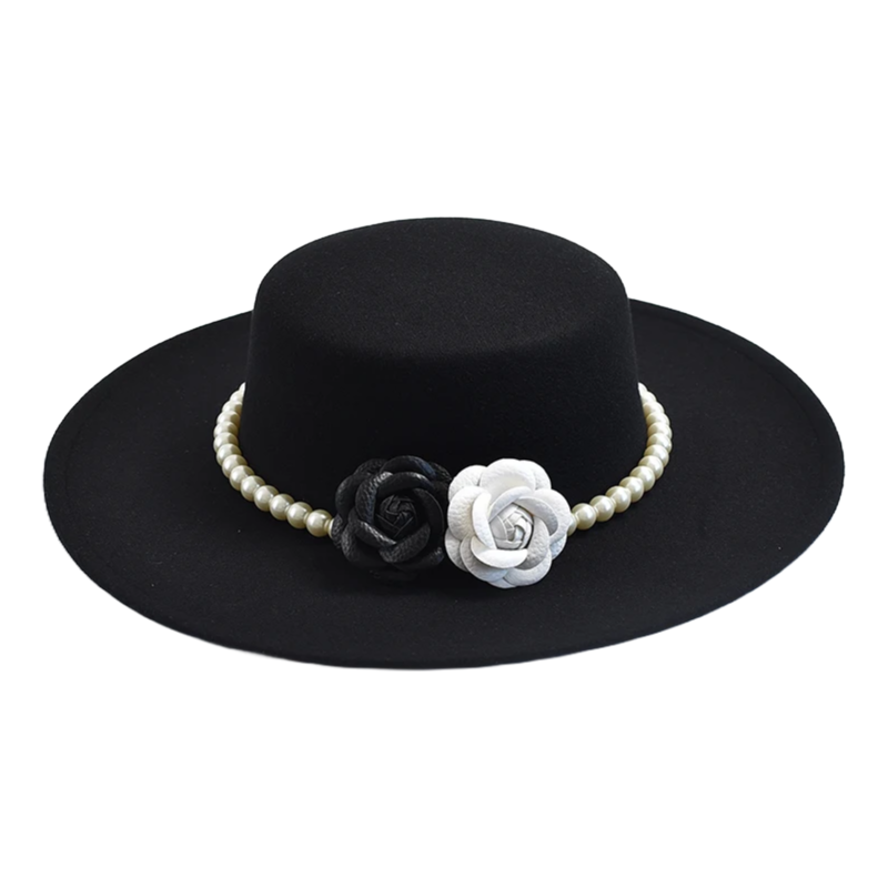 Camellia Wide Brim Fedora Hat