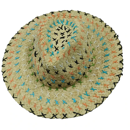 Stitched Bohemian Straw Fedora