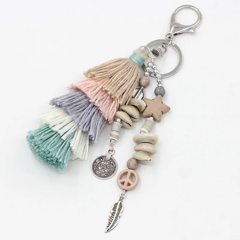 Beach Shell Tassel Keyring