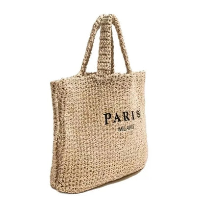 Paris For Life Woven Beach Tote