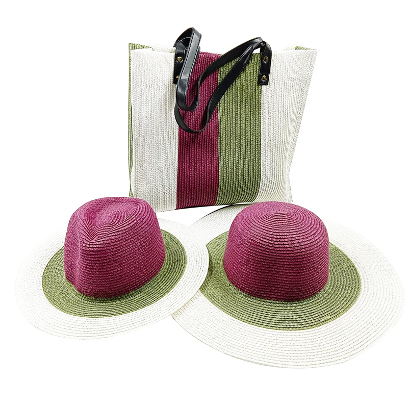 Sunset Color Matching Beach Tote & Hat Set