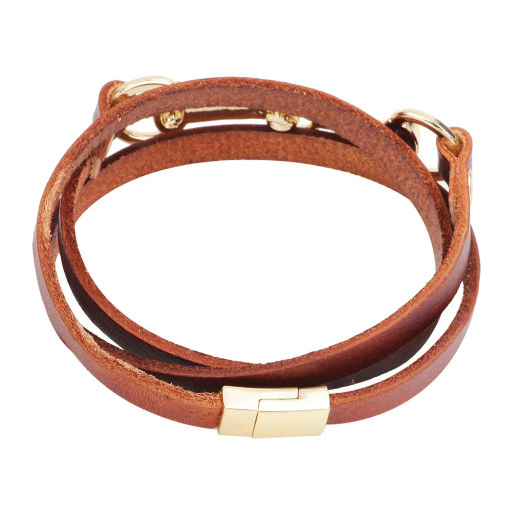 Isle Snaffle Bit Leather Bracelet