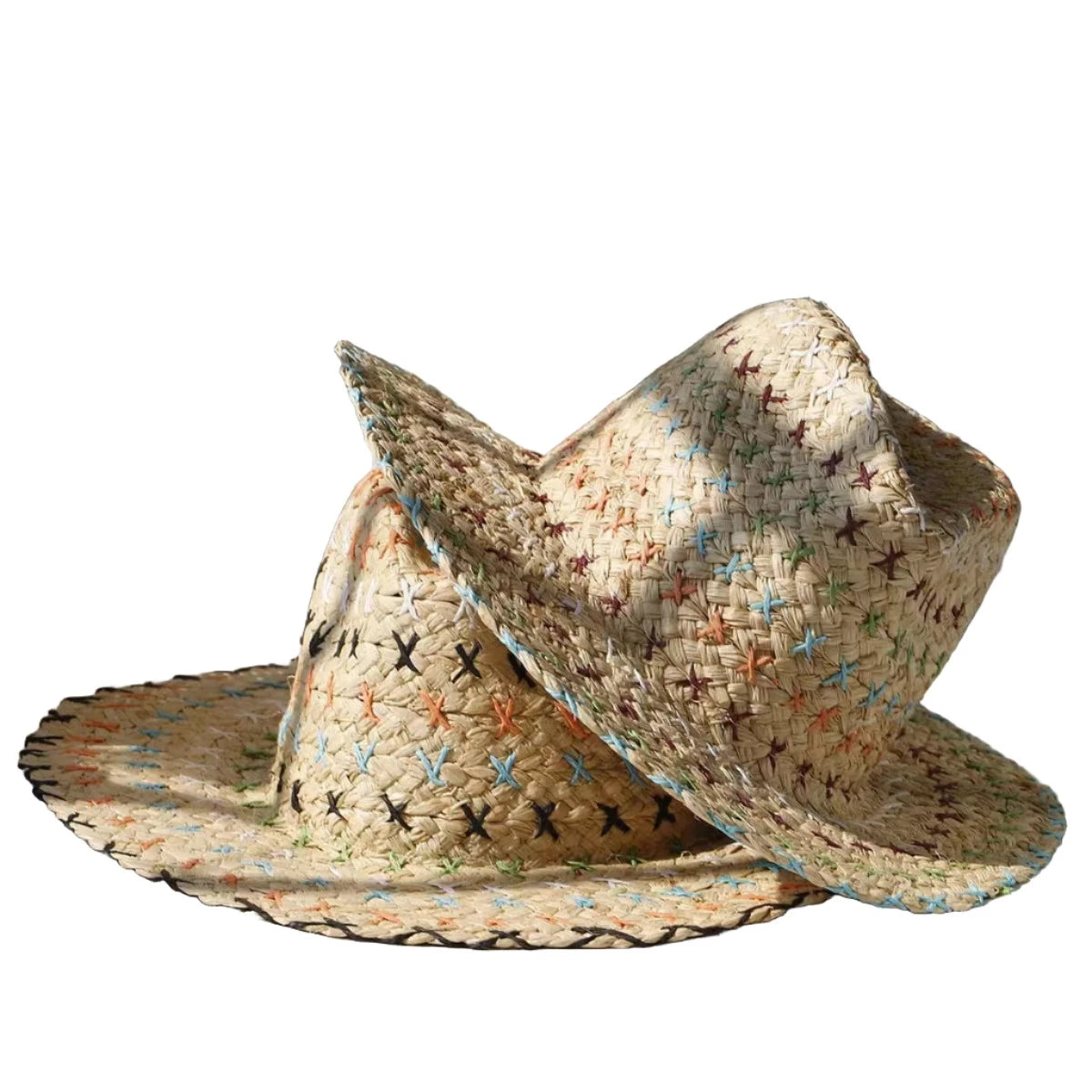 Stitched Bohemian Straw Fedora