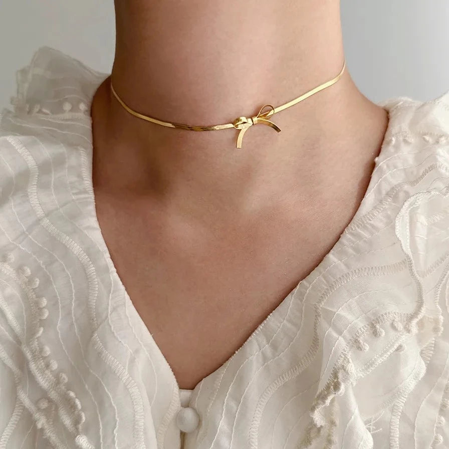 Bowknot Snake Chain Necklace