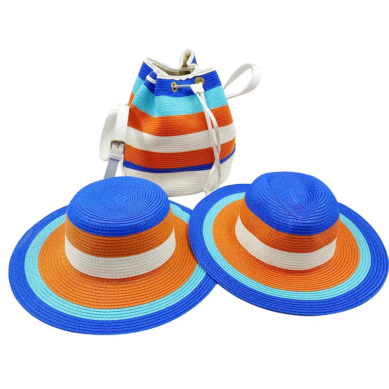 Sunset Color Matching Beach Tote & Hat Set