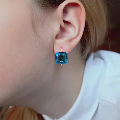 Square Blue Earrings