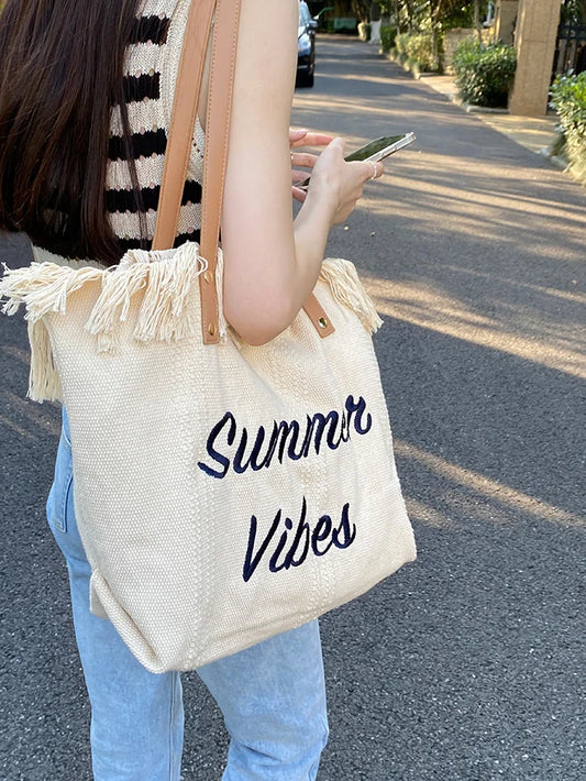 Summer Vibes Canvas Travel Tote