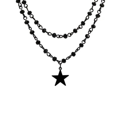 Crossing Star Black Choker Necklace