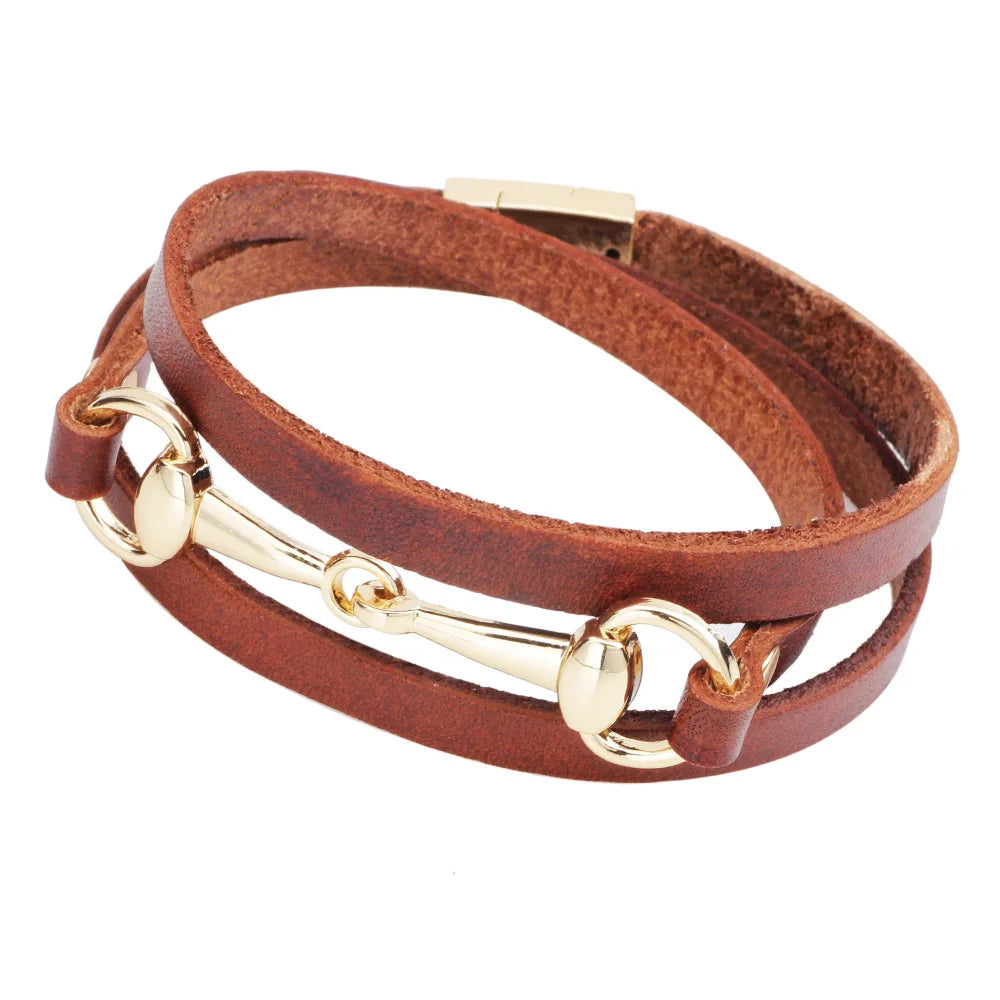 Isle Snaffle Bit Leather Bracelet