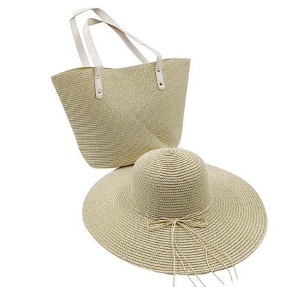 Sunset Color Matching Beach Tote & Hat Set