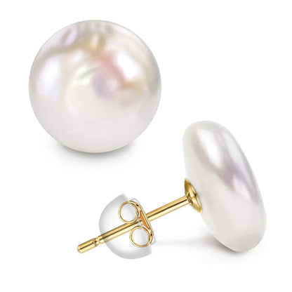 Bright Poem Button Pearl Earrings