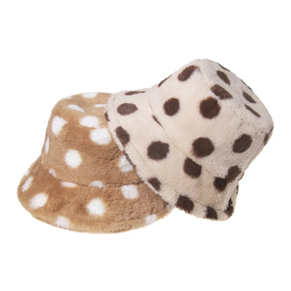 Spotted Winter Faux Fur Bucket Hat