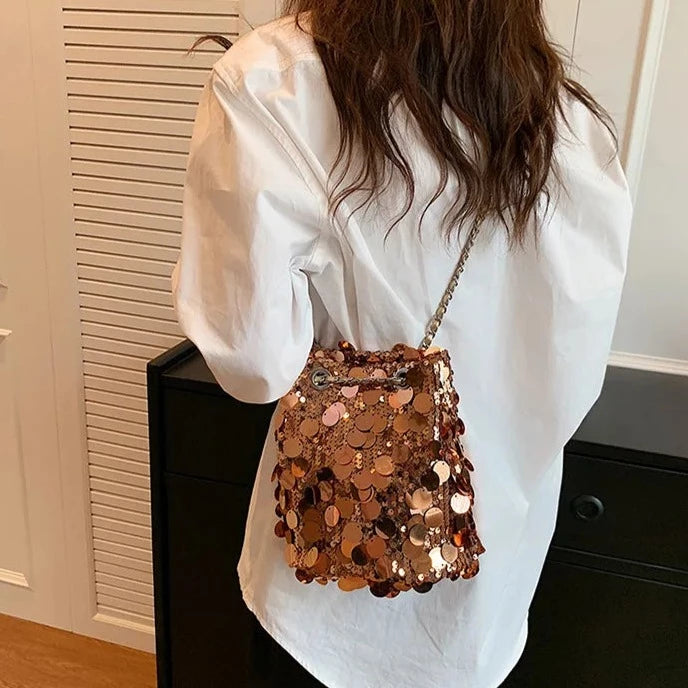 Sequined Crossbody Chain Shoulder Bag