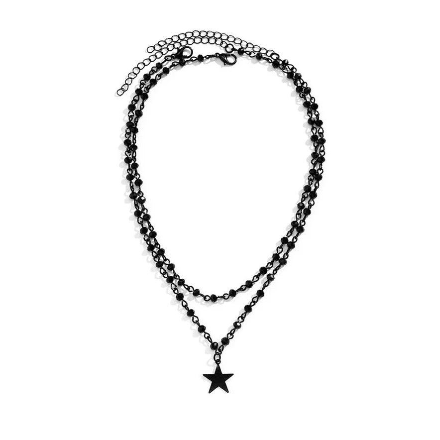 Crossing Star Black Choker Necklace