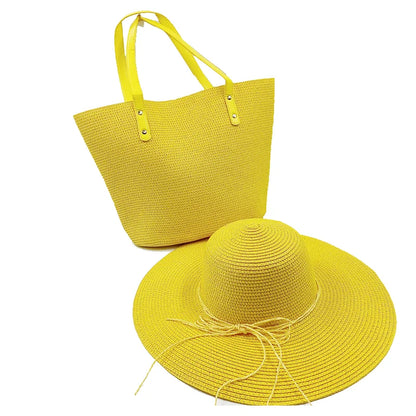 Sunset Color Matching Beach Tote & Hat Set