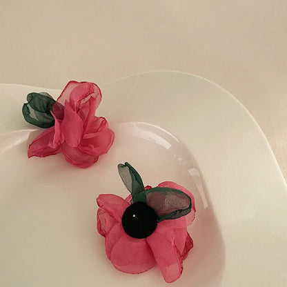 Spring in the Air Chiffon Flower Earrings