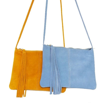 Fringed Suede Shoulder Envelope Bag