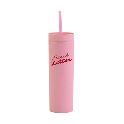 french letter Skinny Tumbler Bottle with straw