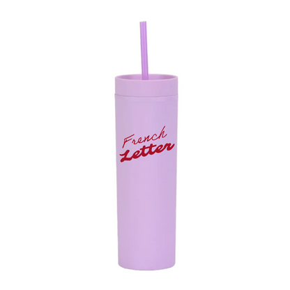 french letter Skinny Tumbler Bottle with straw