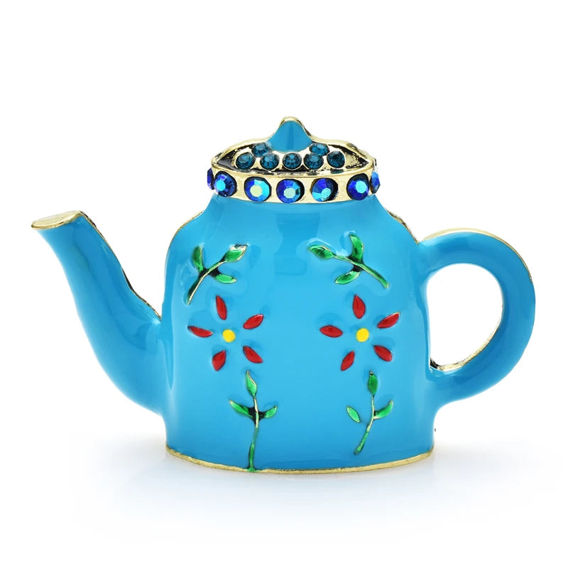 Rainwhistle Vintage Flower Teapot Brooch