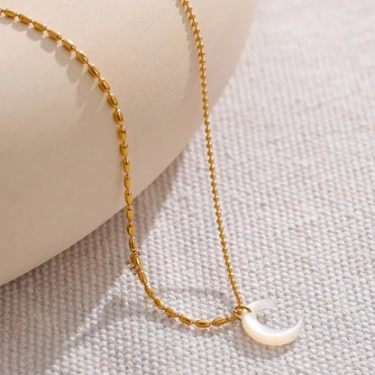 White Shell Moon Necklace