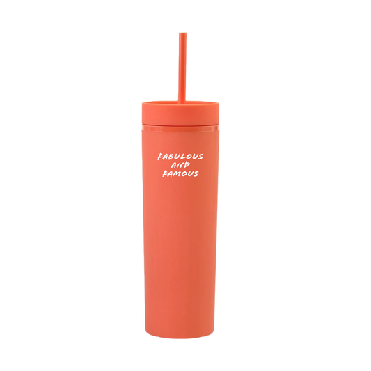 fabulous and famous Skinny Tumbler Bottle with straw