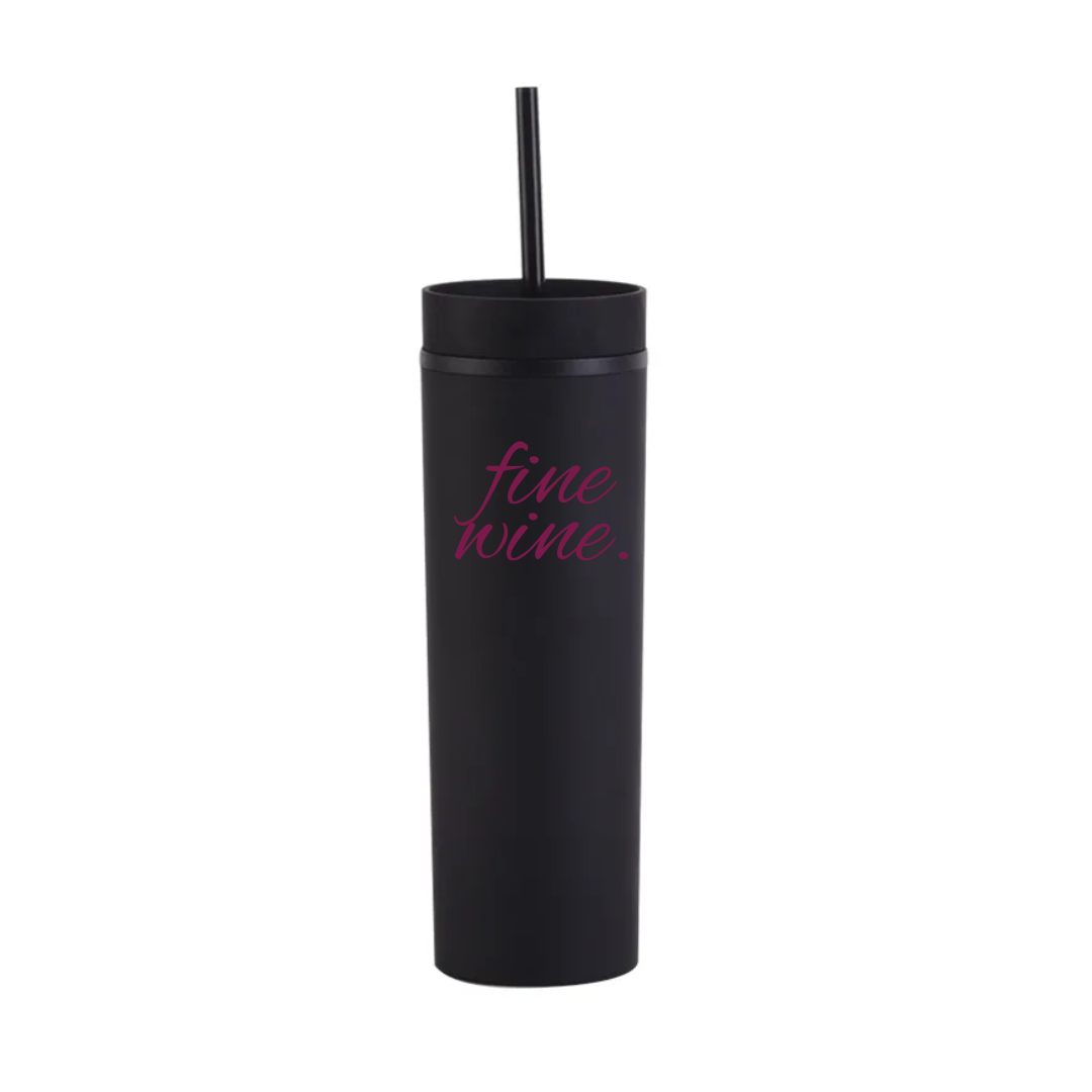 fine wine Skinny Tumbler Bottle with straw