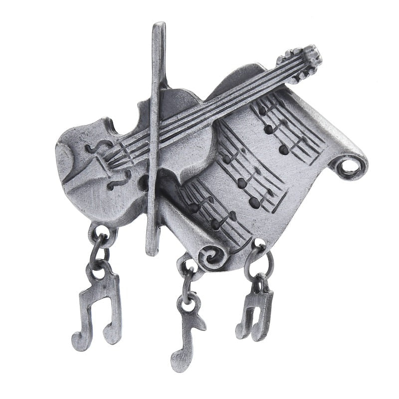 Violin and Sheet Music Pendant Brooch