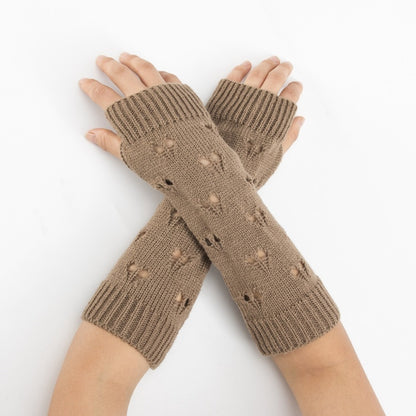 Heart Crushed Knit Fingerless Gloves