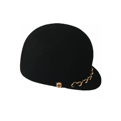 Gold Chain Black Cloche Hat